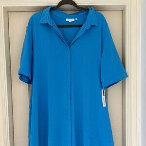 NWT Chico's Zenergy UPF Bungee Dress Women's Size 3 Blue Drawstring Short Sleeve